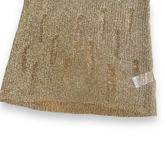 Gold Metallic Knit Top with 3/4 Sleeves - Shimmer & Shine Size Small - Picture 13 of 13
